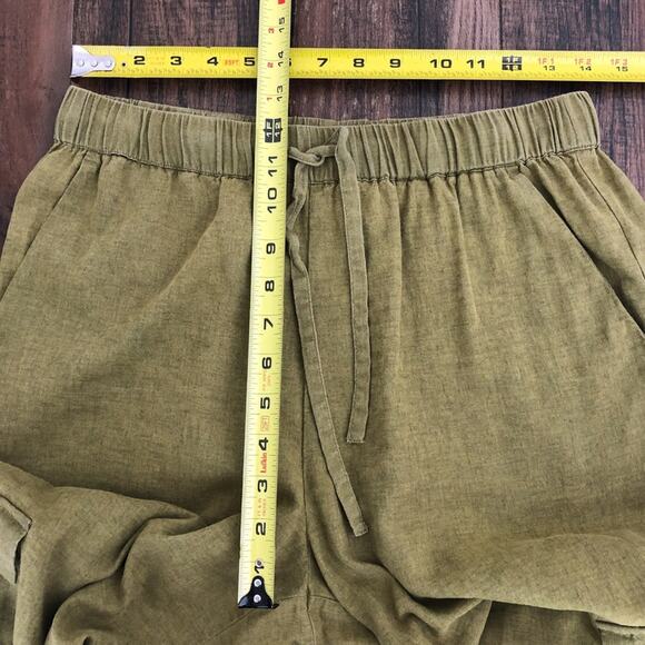 Nicole Miller Linen Blend Baggy Pant Drawstring Lagenlook Boho Size Small Green - Picture 11 of 16